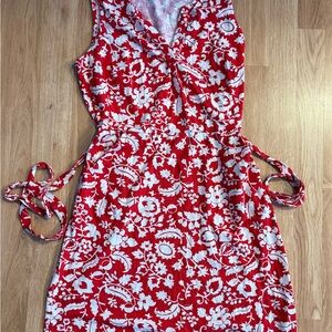EUC Boden Susannah Jersey Dress - Red/White Floral Print - 100% Cotton - 8